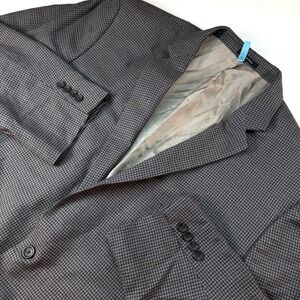 Joseph & Feiss Gold Classic Fit Blazer Men's 54L Wool Gray Check Sport Coat